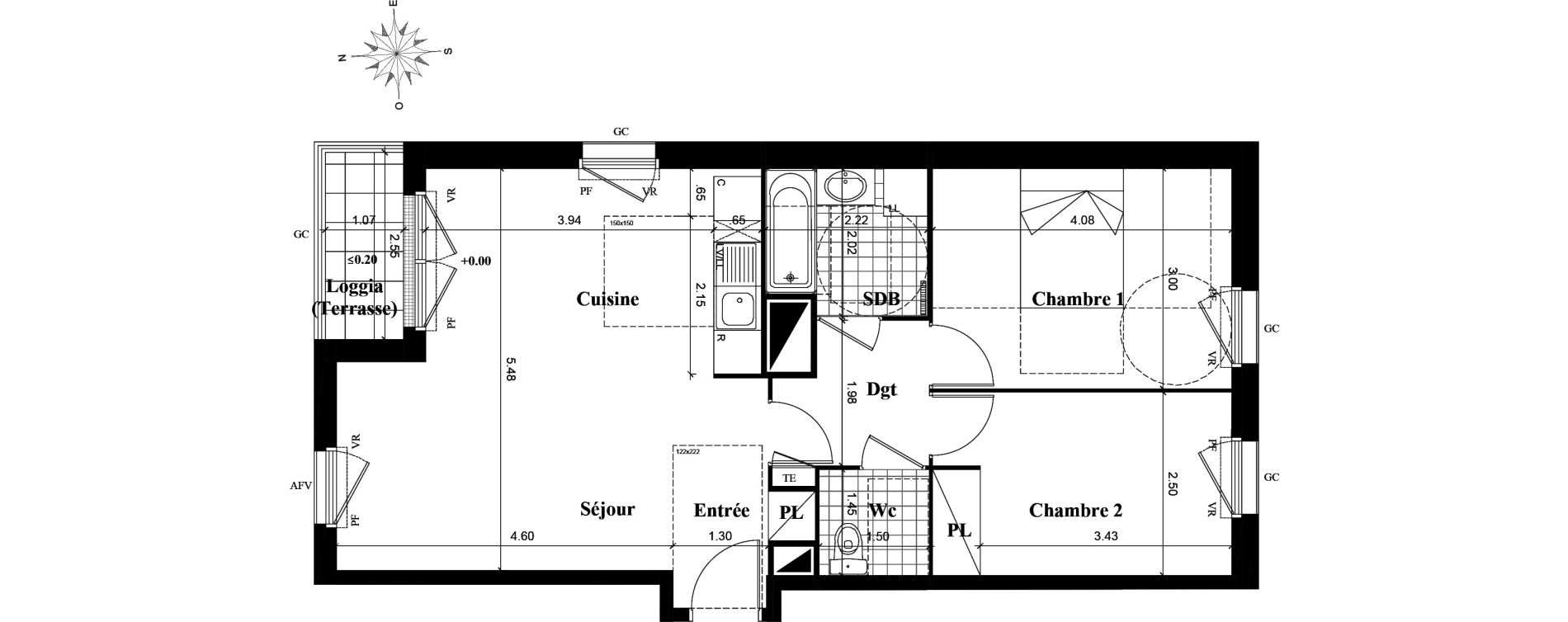 Appartement T3 de 62,61 m2 &agrave; Longjumeau Centre