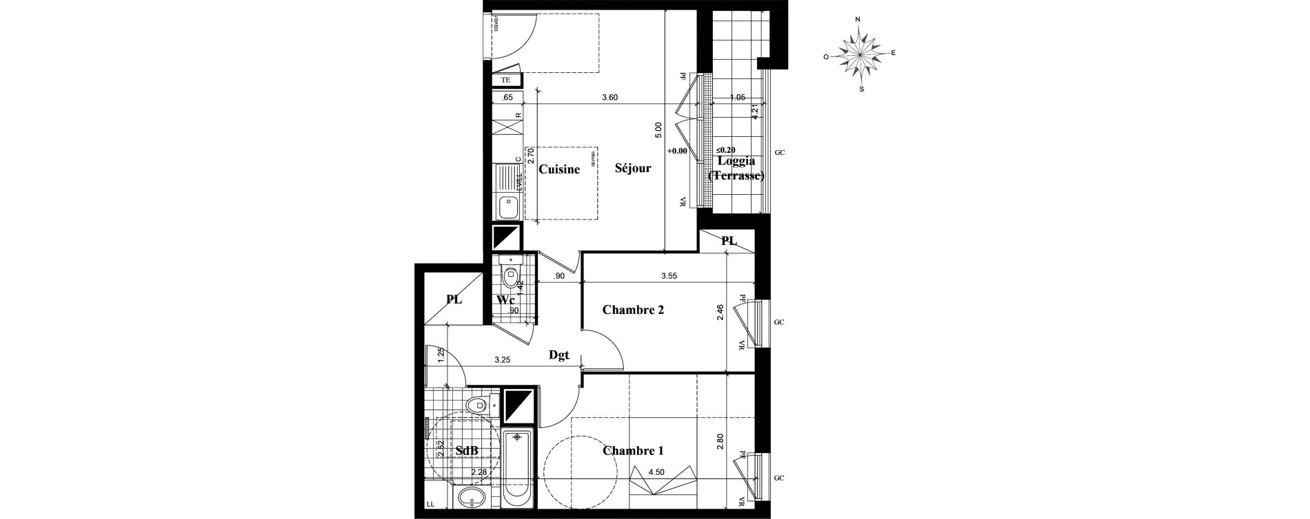 Appartement T3 de 55,48 m2 &agrave; Longjumeau Centre