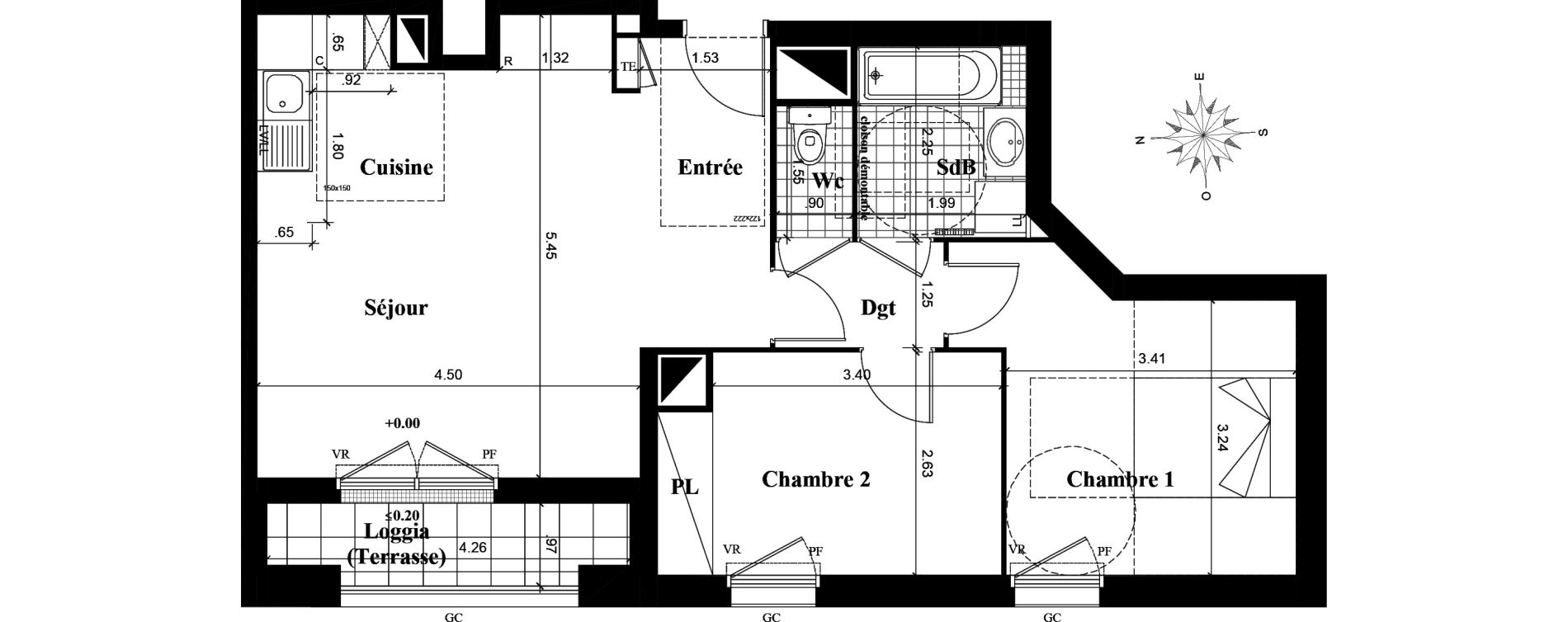 Appartement T3 de 60,06 m2 &agrave; Longjumeau Centre