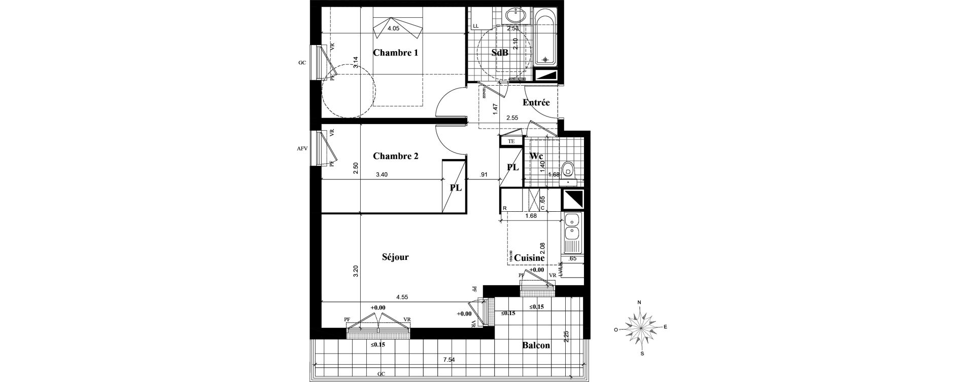 Appartement T3 de 58,22 m2 &agrave; Longjumeau Centre