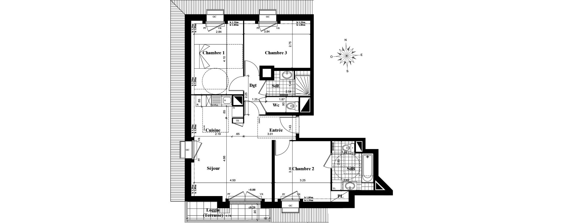 Appartement T4 de 73,33 m2 &agrave; Longjumeau Centre