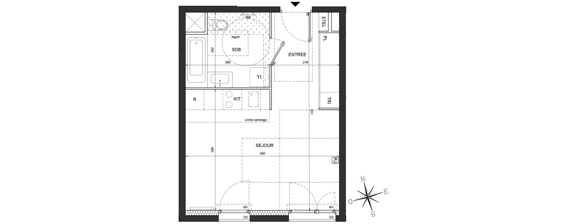 Appartement T1 de 29,69 m2 &agrave; Massy Vilgenis
