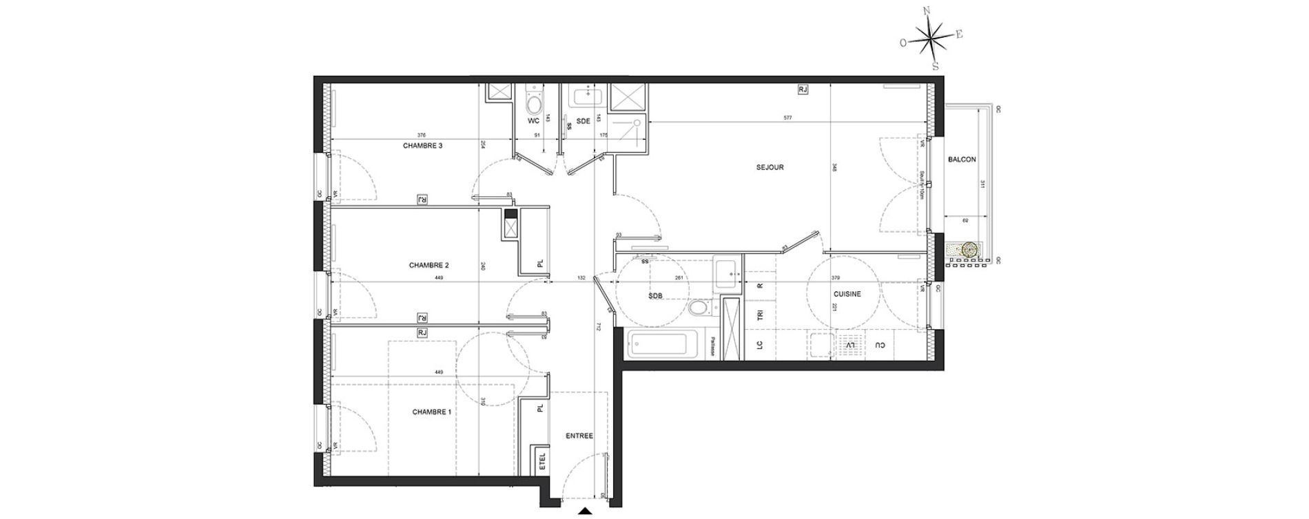 Appartement T4 de 81,73 m2 &agrave; Massy Vilgenis