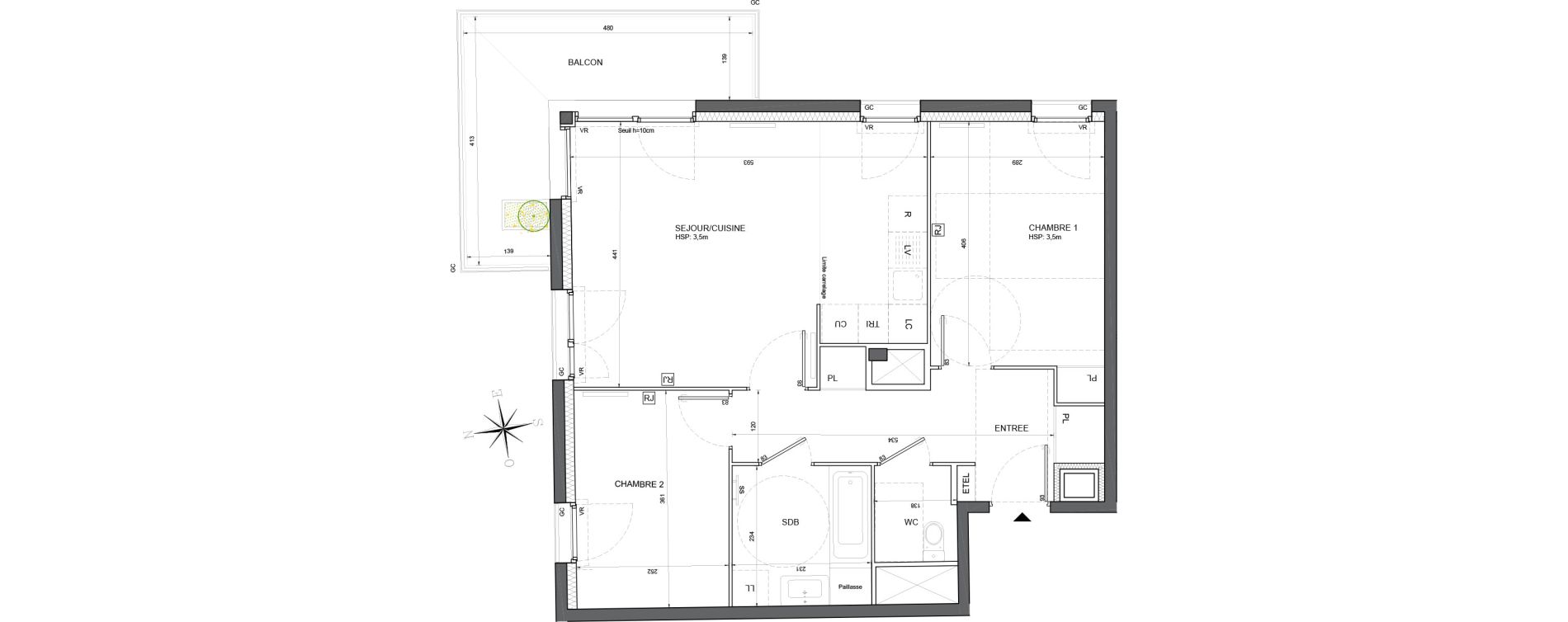 Appartement T3 de 62,91 m2 &agrave; Massy Vilgenis