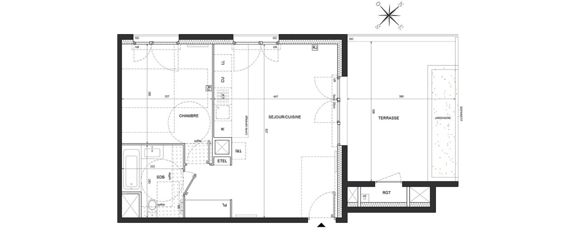 Appartement T2 de 44,93 m2 &agrave; Massy Vilgenis