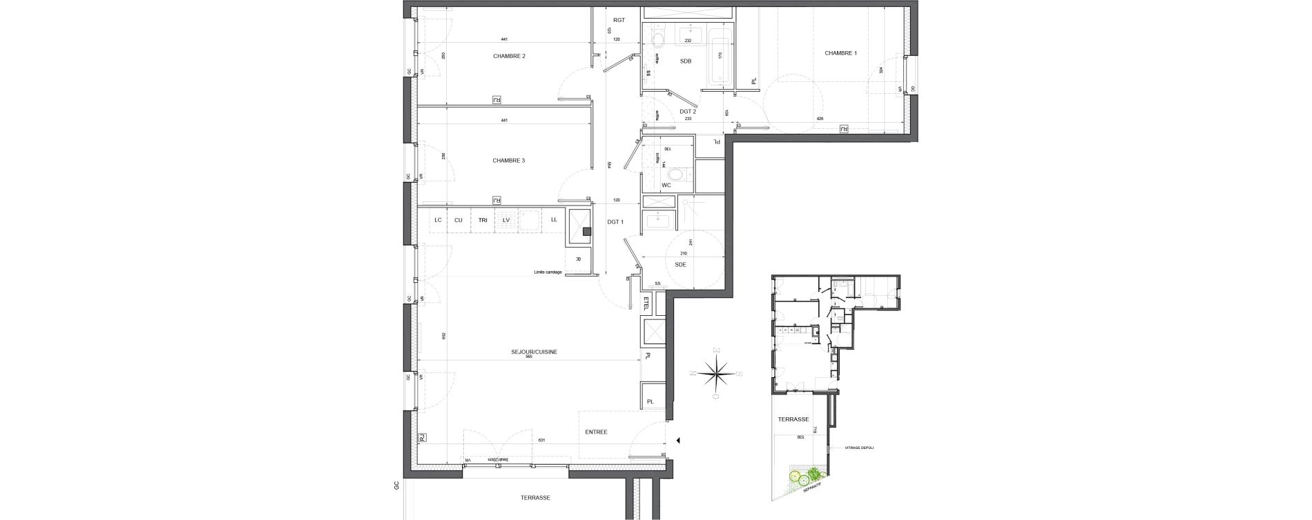 Appartement T4 de 93,32 m2 &agrave; Massy Vilgenis