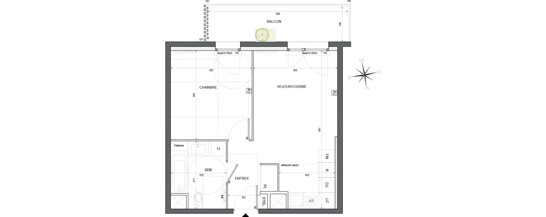 Appartement T2 de 39,96 m2 &agrave; Massy Vilgenis