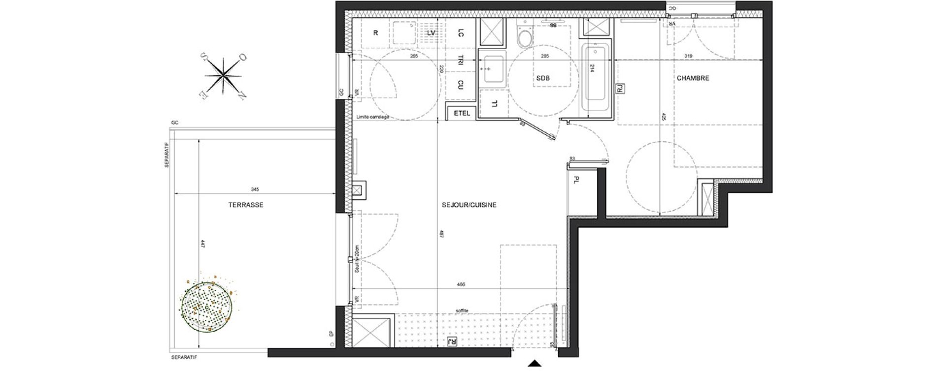 Appartement T2 de 46,94 m2 &agrave; Massy Vilgenis