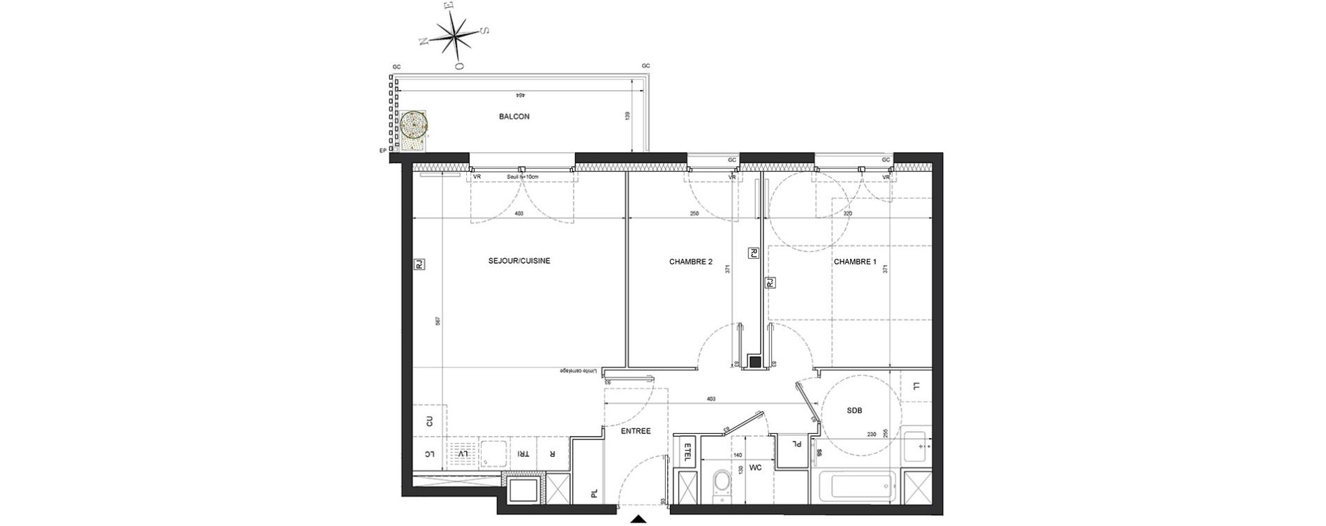 Appartement T3 de 57,82 m2 &agrave; Massy Vilgenis