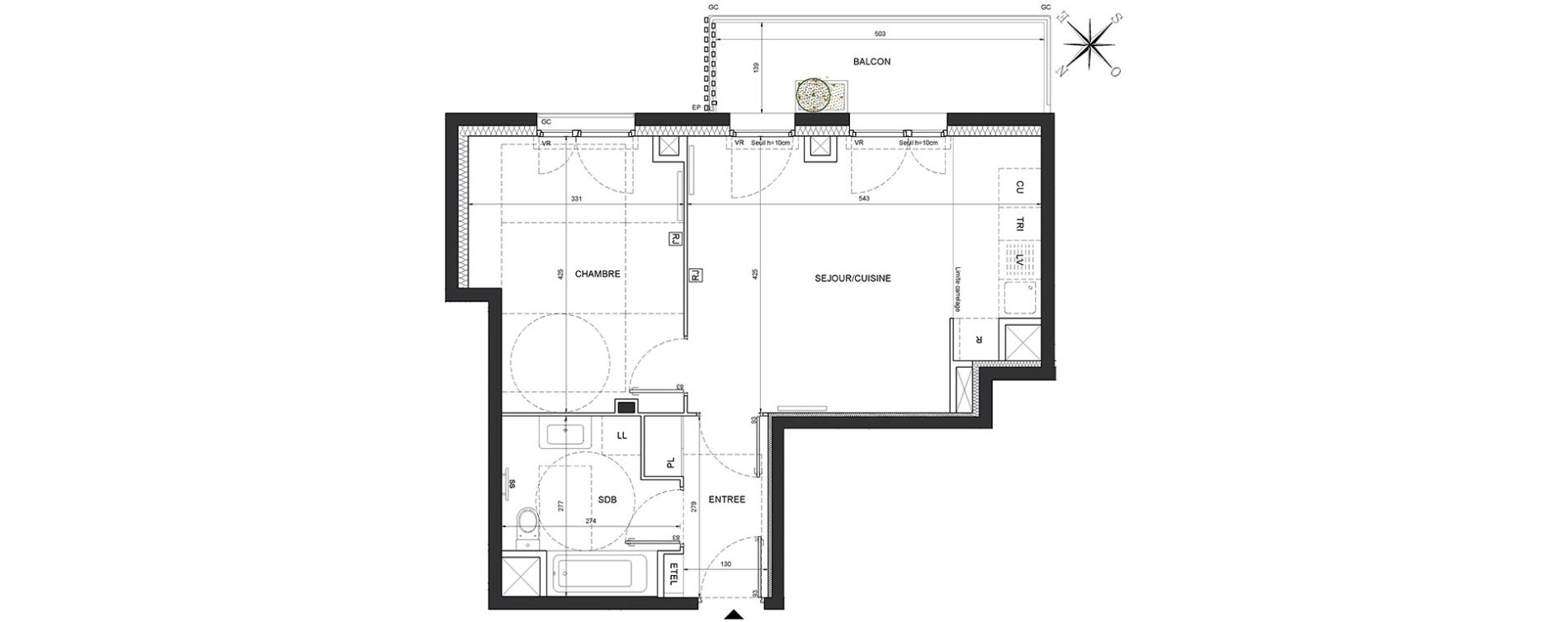 Appartement T2 de 44,98 m2 &agrave; Massy Vilgenis
