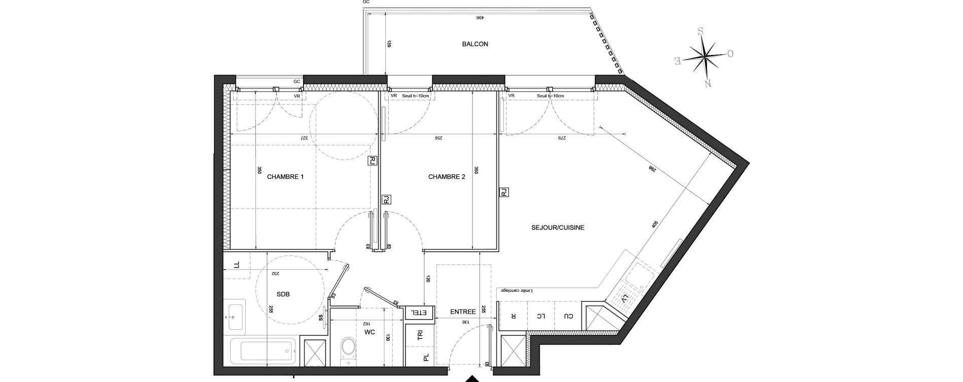 Appartement T3 de 55,41 m2 &agrave; Massy Vilgenis