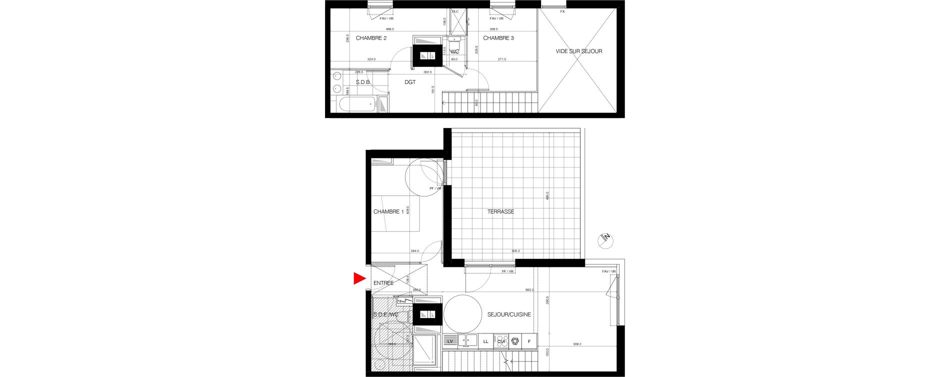 Duplex T4 de 73,26 m2 &agrave; Massy Opera ii