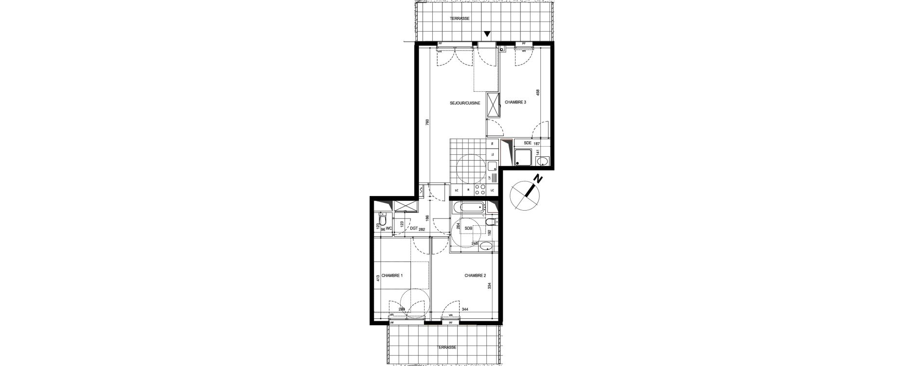 Appartement T4 de 82,20 m2 &agrave; Massy Atlantis