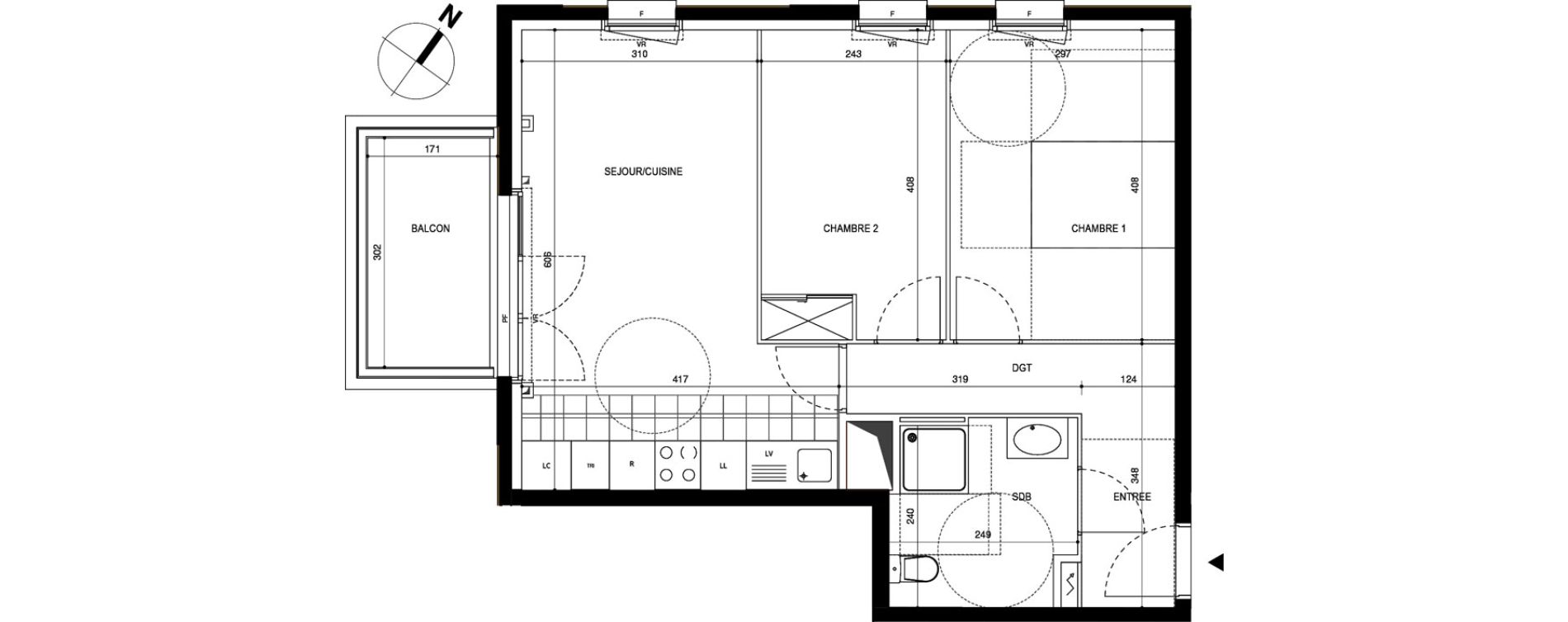 Appartement T3 de 55,90 m2 &agrave; Massy Atlantis