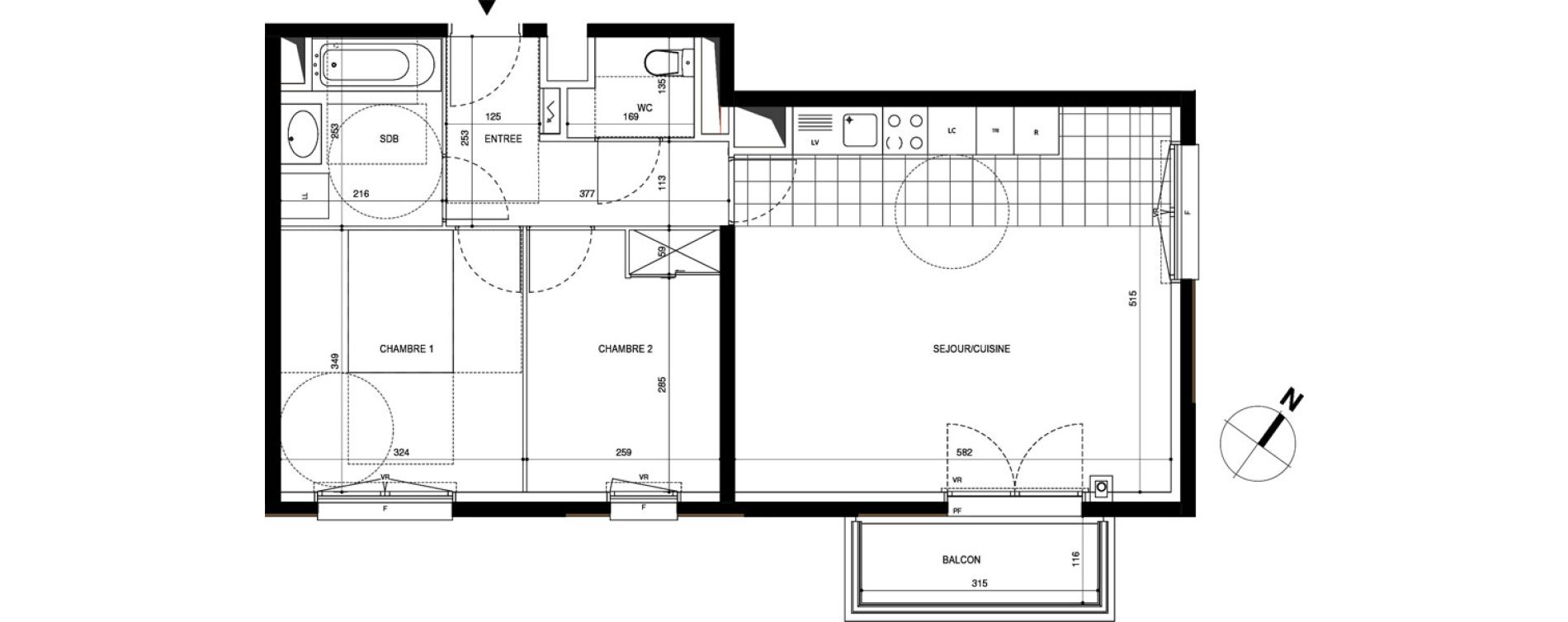 Appartement T3 de 63,10 m2 &agrave; Massy Atlantis