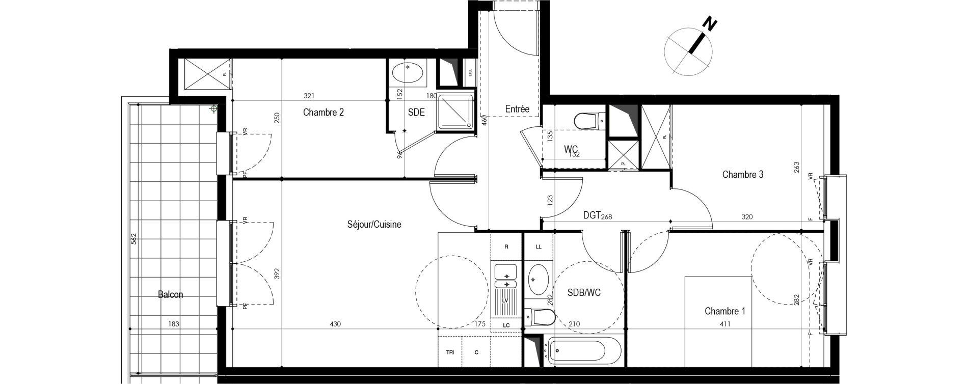 Appartement T4 de 73,10 m2 &agrave; Massy Atlantis