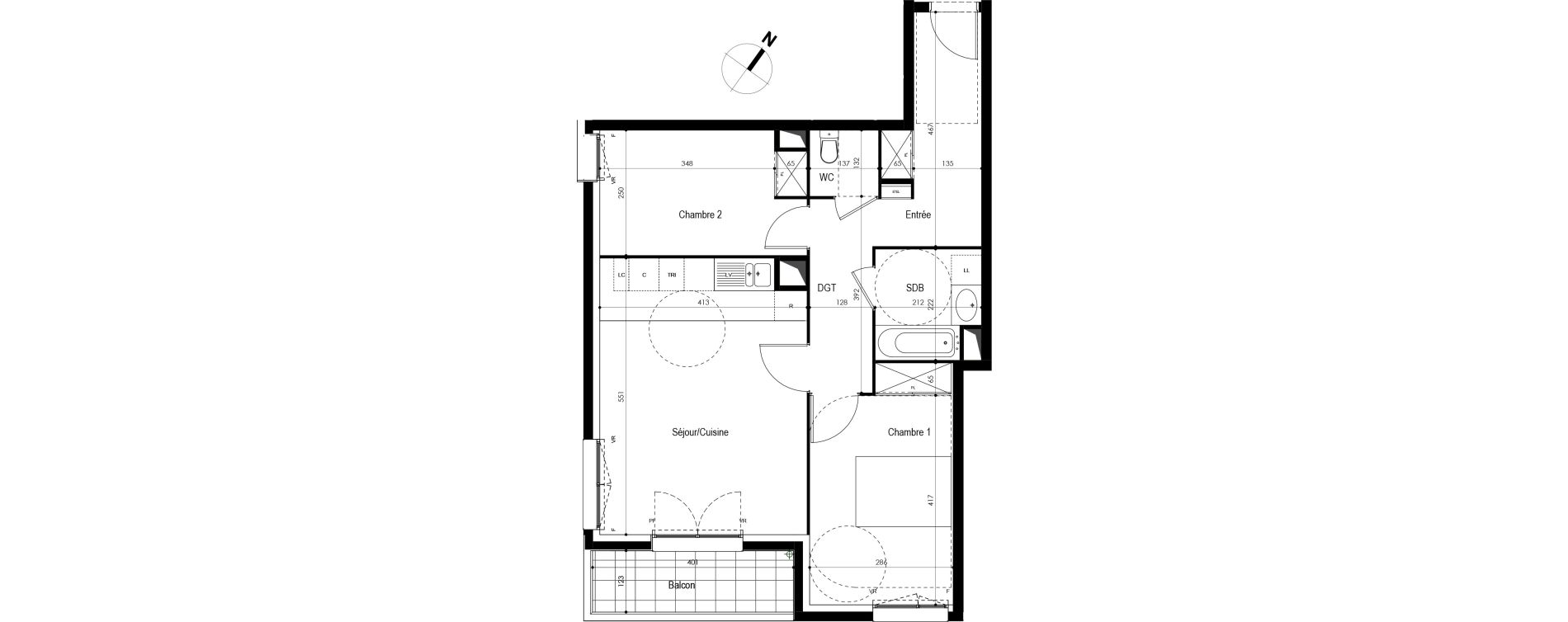 Appartement T3 de 64,10 m2 &agrave; Massy Atlantis