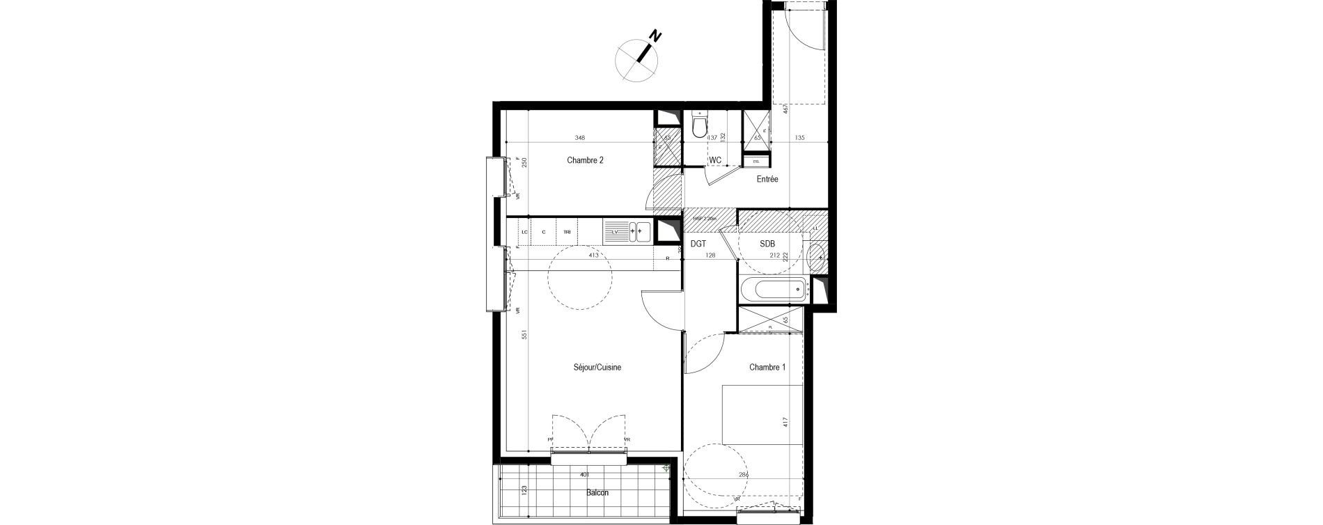 Appartement T3 de 64,10 m2 &agrave; Massy Atlantis