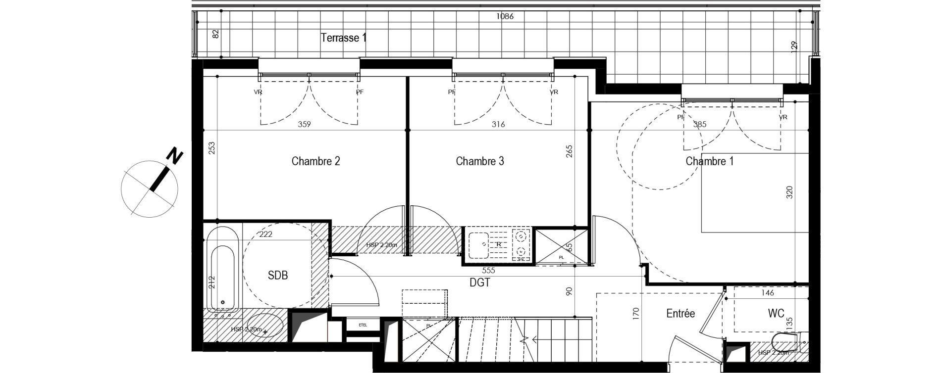 Duplex T5 de 87,10 m2 &agrave; Massy Atlantis