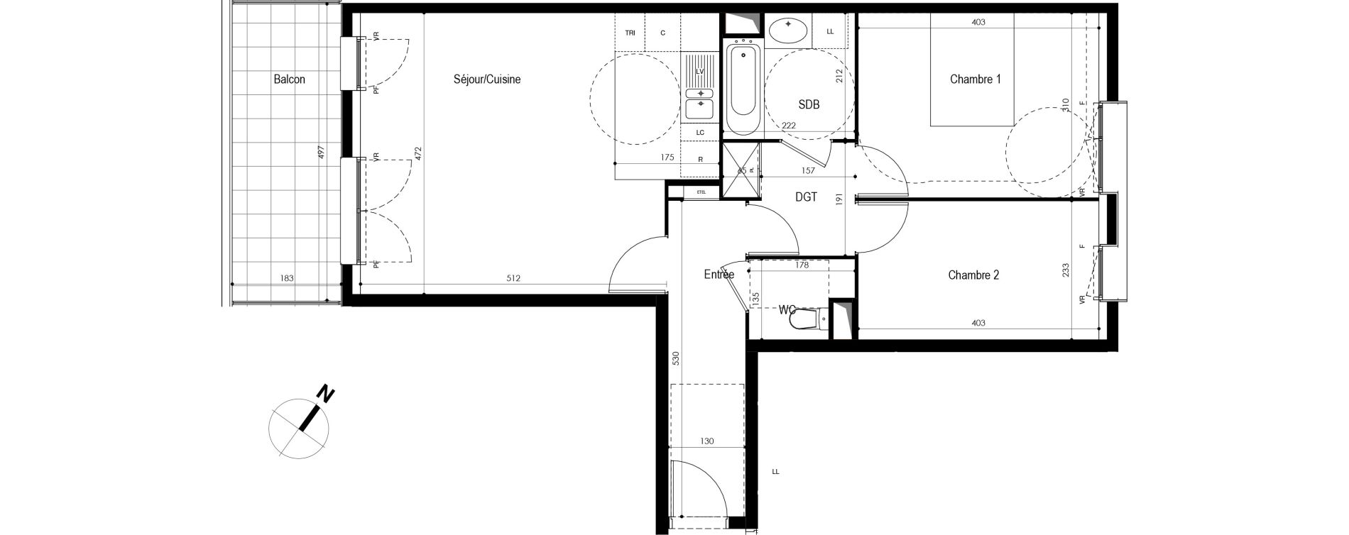 Appartement T3 de 65,70 m2 &agrave; Massy Atlantis