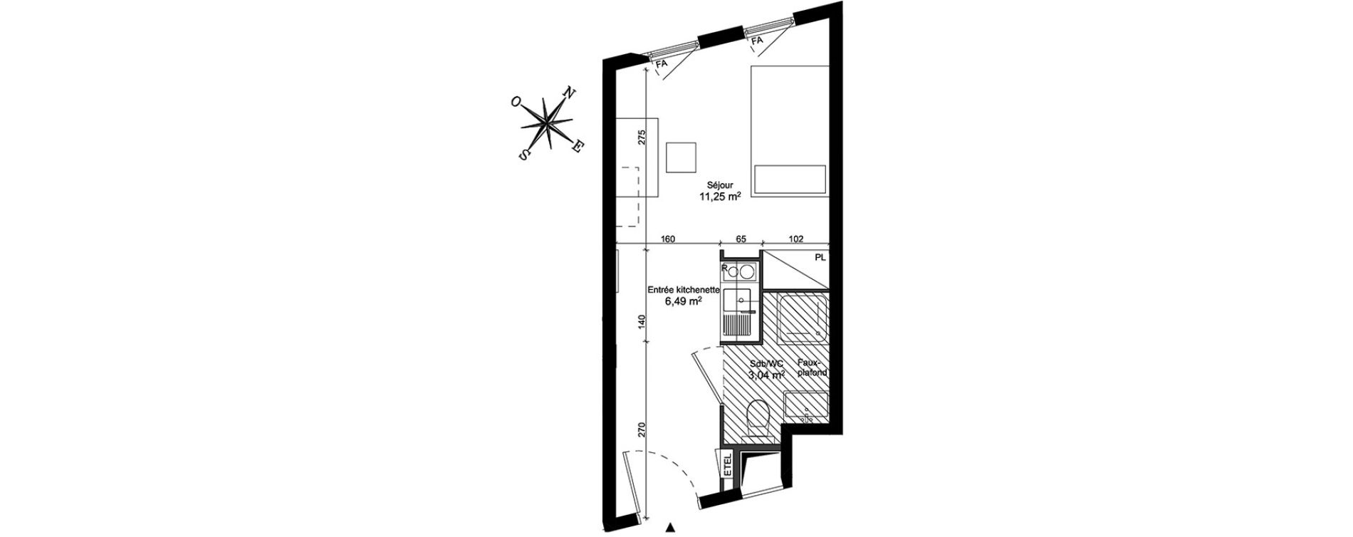 Appartement T1 de 20,78 m2 &agrave; Massy Atlantis