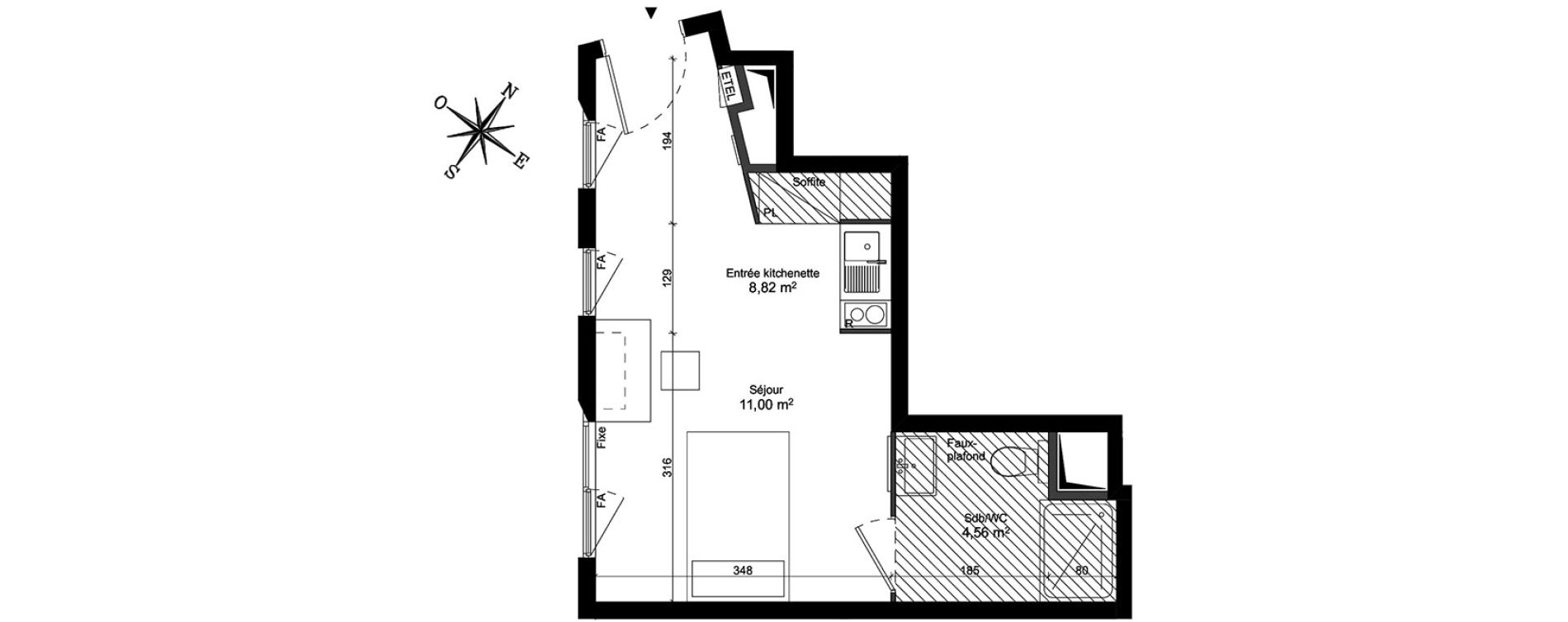 Appartement T1 de 24,38 m2 &agrave; Massy Atlantis