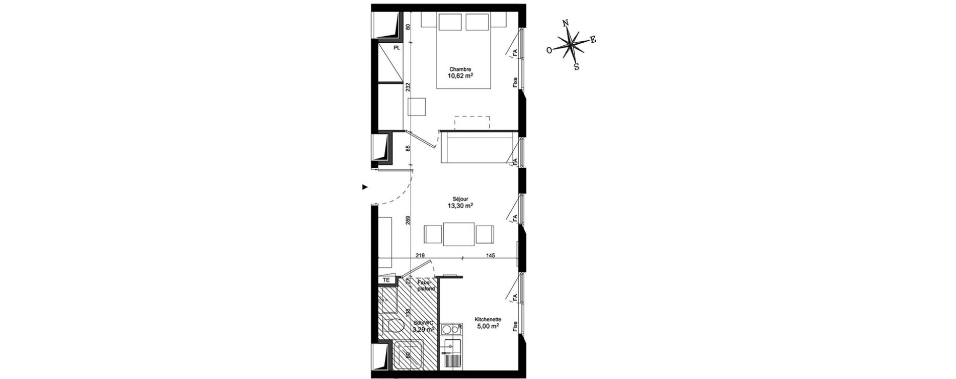 Appartement T2 de 32,21 m2 &agrave; Massy Atlantis