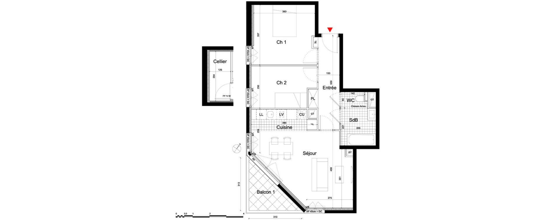 Appartement T3 de 61,80 m2 &agrave; Massy Atlantis