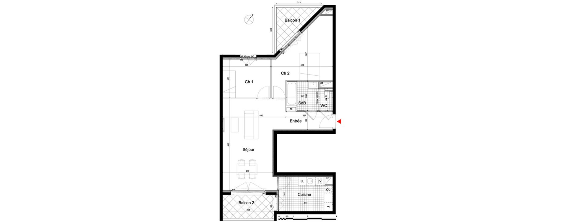 Appartement T3 de 67,12 m2 &agrave; Massy Atlantis