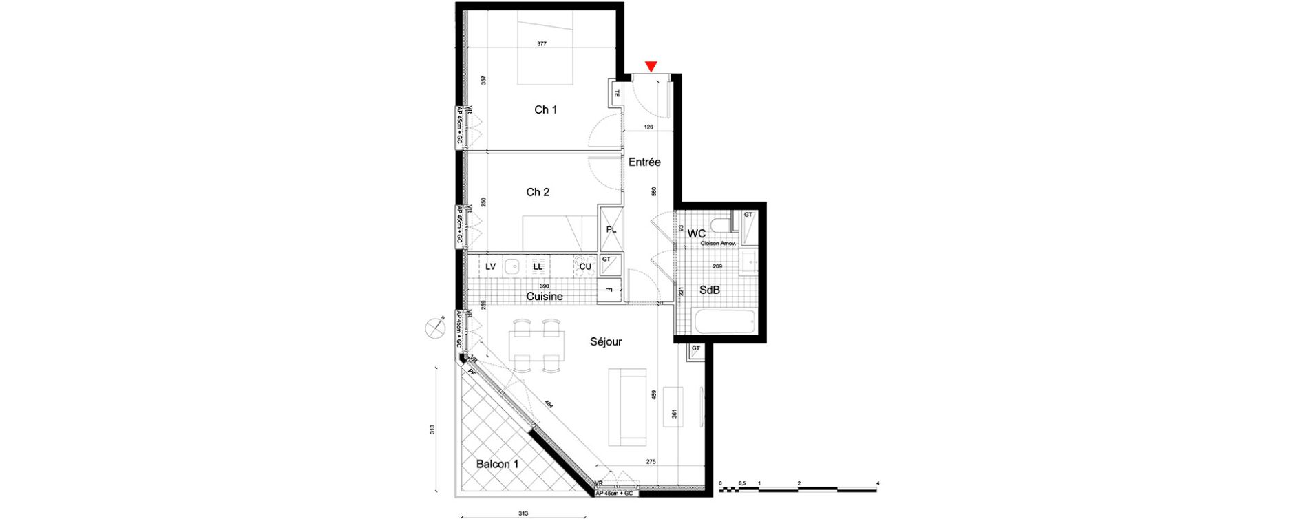 Appartement T3 de 62,35 m2 &agrave; Massy Atlantis