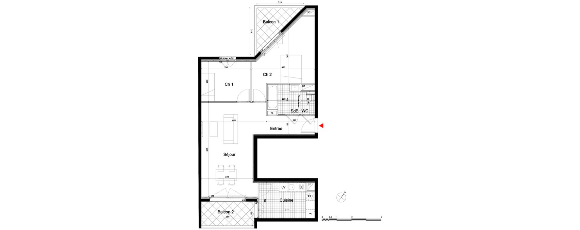 Appartement T3 de 67,12 m2 &agrave; Massy Atlantis