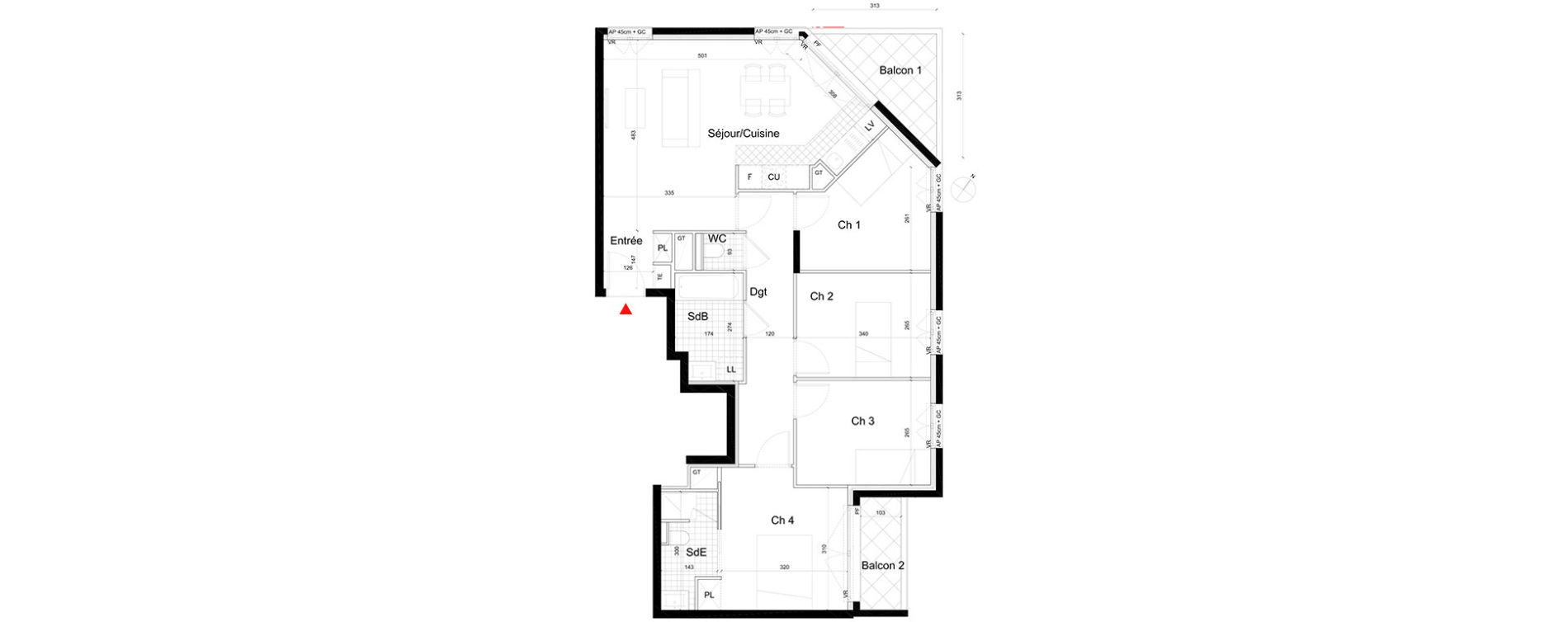 Appartement T5 de 85,92 m2 &agrave; Massy Atlantis