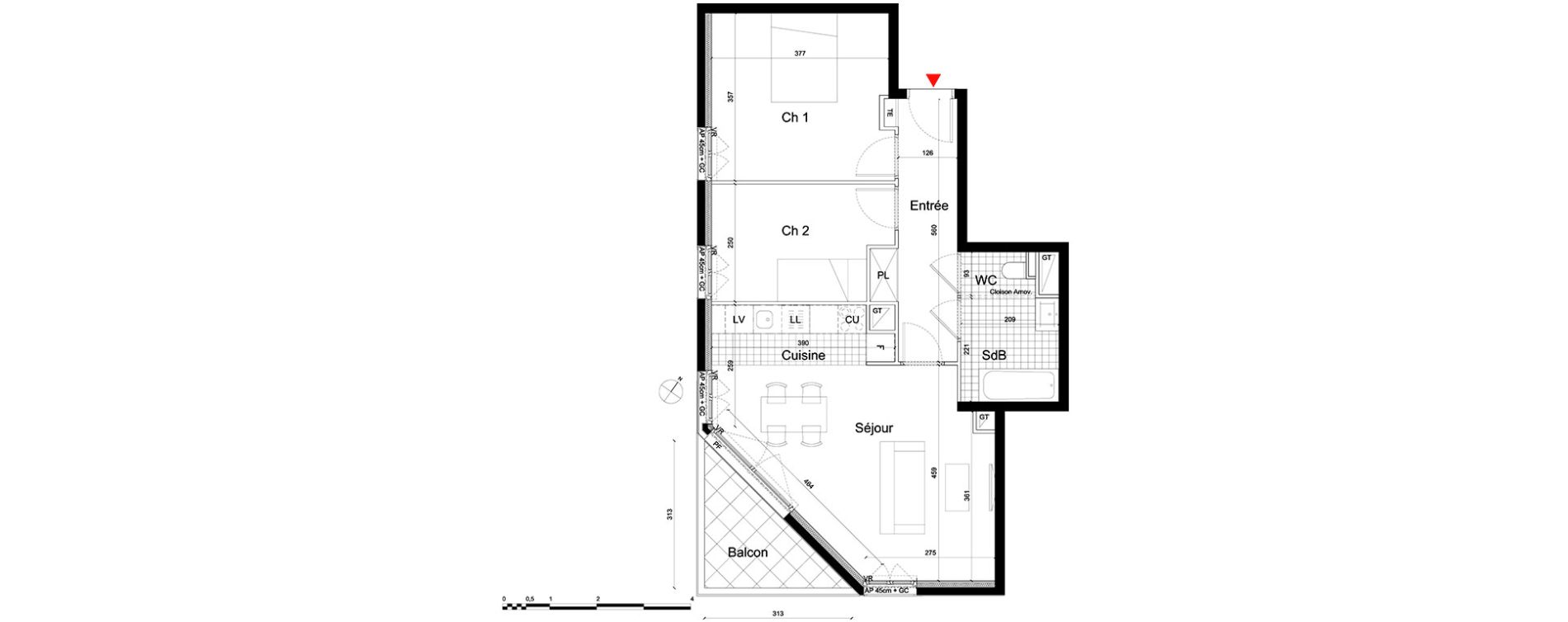 Appartement T3 de 62,35 m2 &agrave; Massy Atlantis