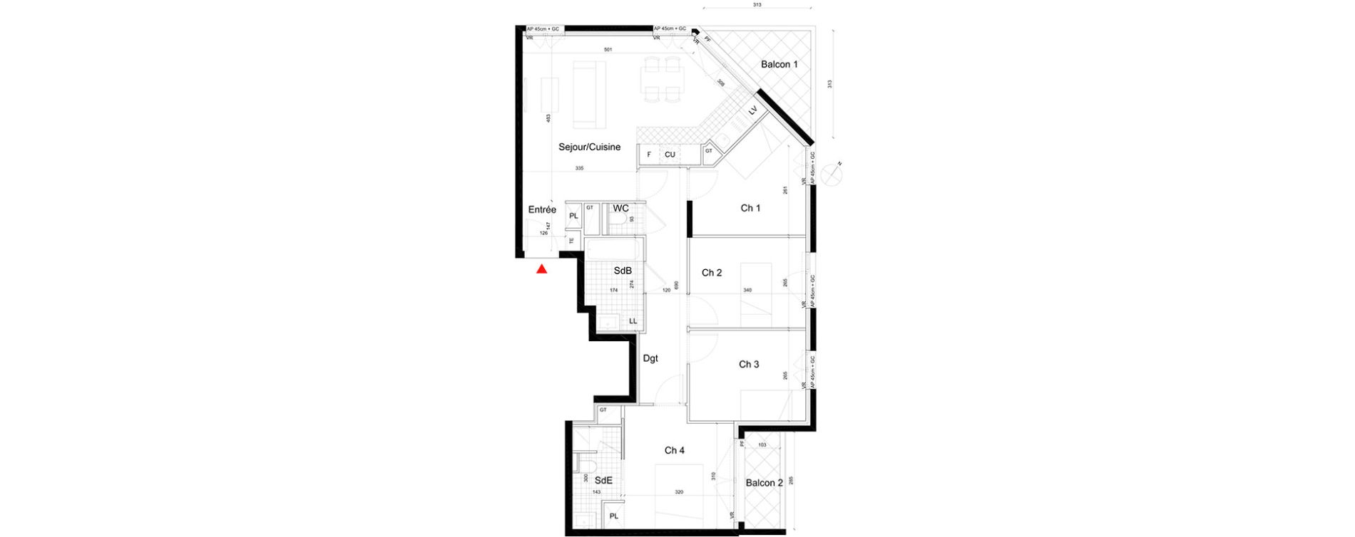 Appartement T5 de 85,92 m2 &agrave; Massy Atlantis