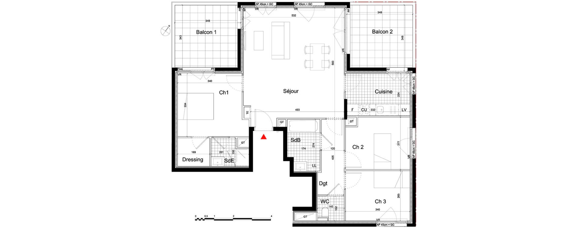 Appartement T4 de 85,48 m2 &agrave; Massy Atlantis