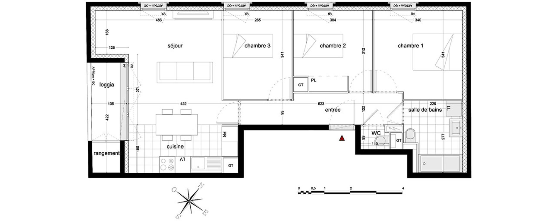 Appartement T4 de 68,86 m2 &agrave; Massy Atlantis