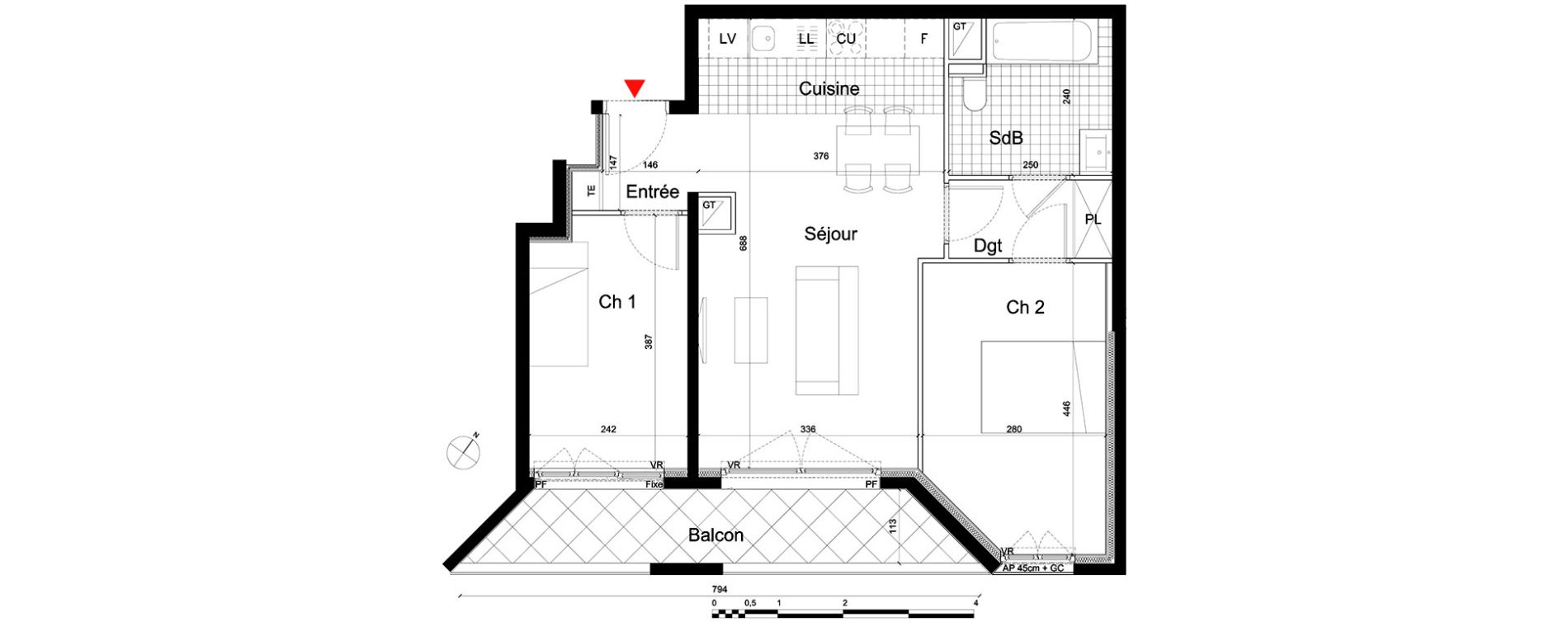 Appartement T3 de 56,04 m2 &agrave; Massy Atlantis