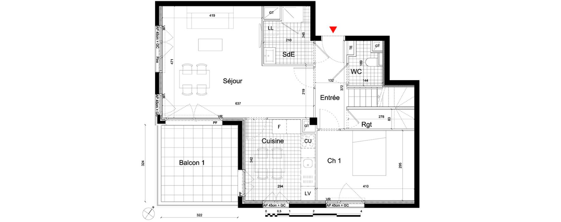 Appartement T5 de 106,20 m2 &agrave; Massy Atlantis