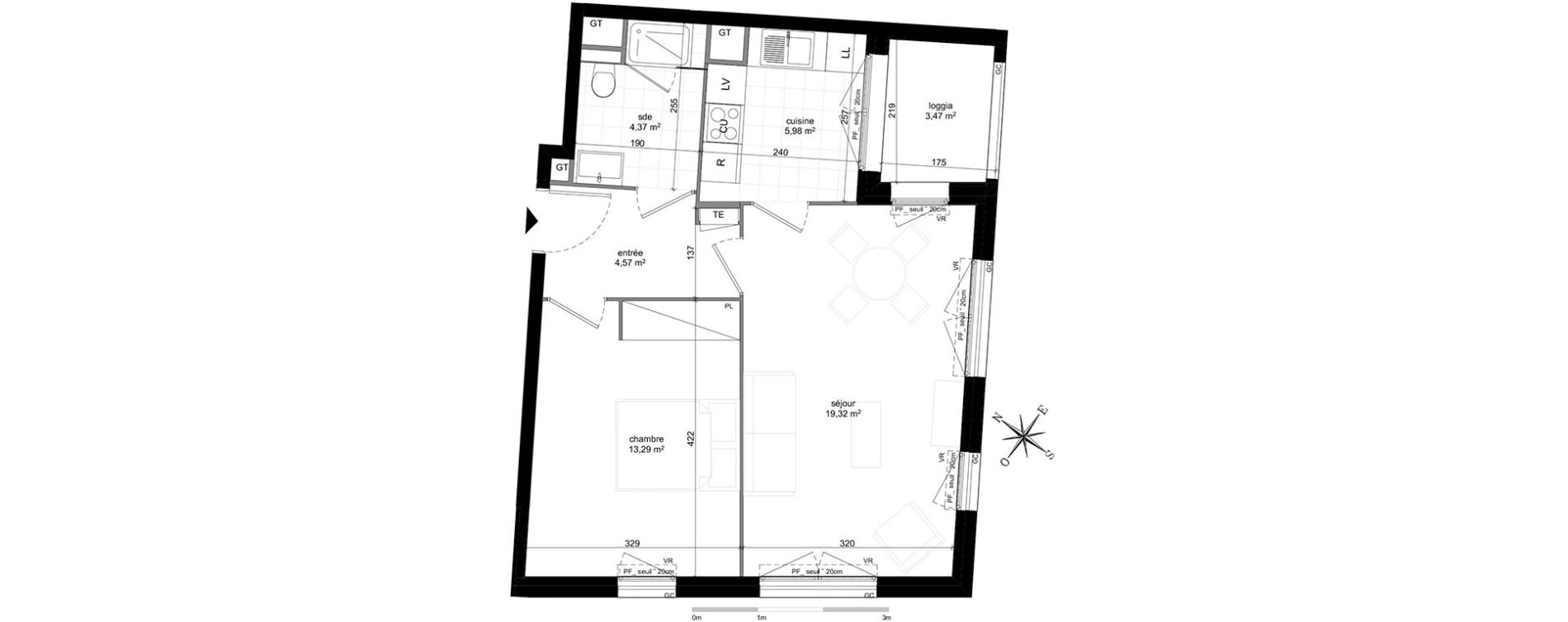 Appartement T2 de 47,53 m2 &agrave; Massy Atlantis