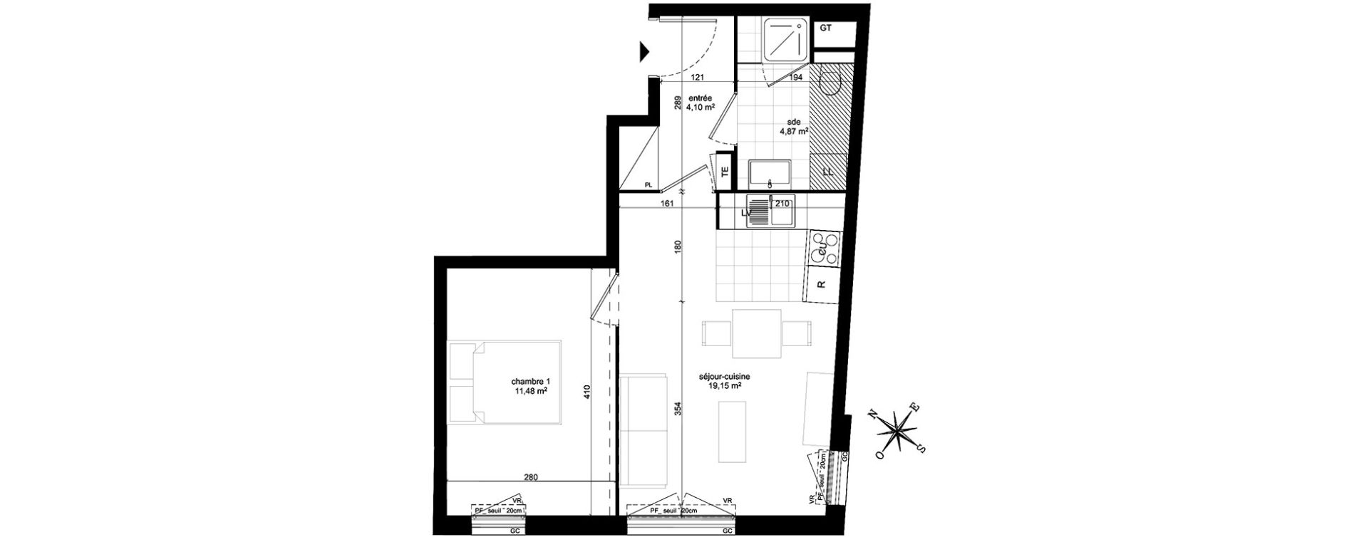 Appartement T2 de 39,60 m2 &agrave; Massy Atlantis