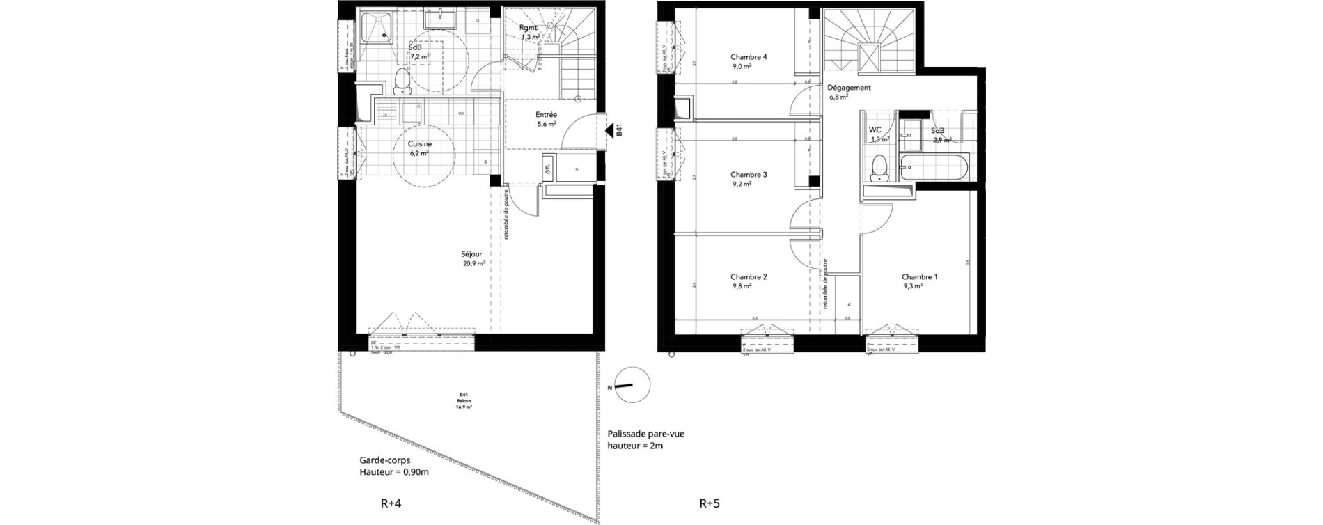Duplex T5 de 89,50 m2 &agrave; Massy Vilgenis