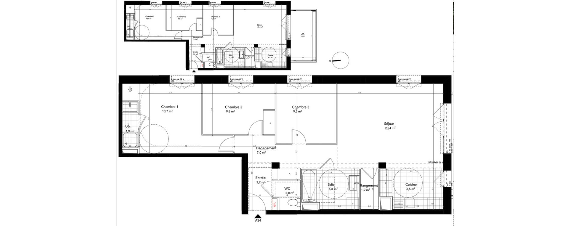 Appartement T4 de 84,50 m2 &agrave; Massy Vilgenis