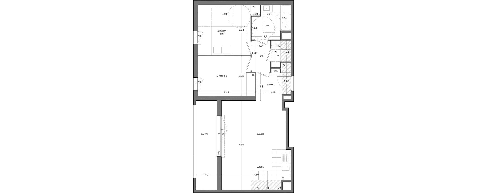 Appartement T3 de 61,60 m2 &agrave; Massy Vilgenis