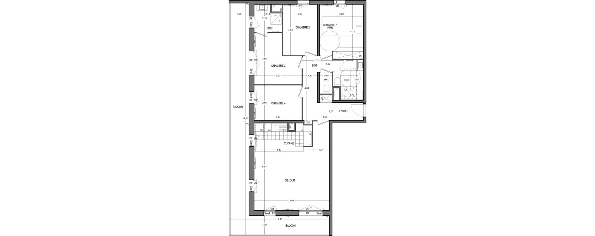 Appartement T5 de 104,10 m2 &agrave; Massy Vilgenis