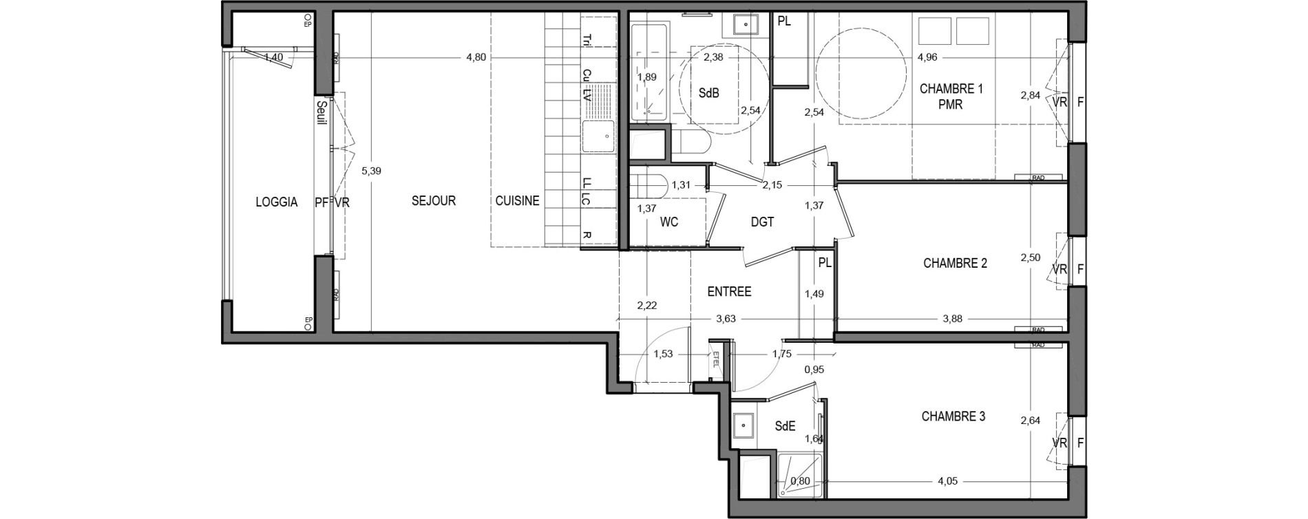 Appartement T4 de 80,10 m2 &agrave; Massy Vilgenis