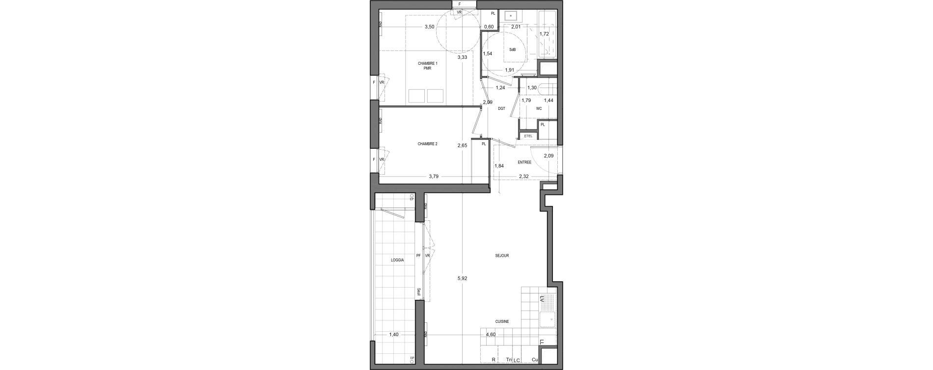 Appartement T3 de 61,60 m2 &agrave; Massy Vilgenis