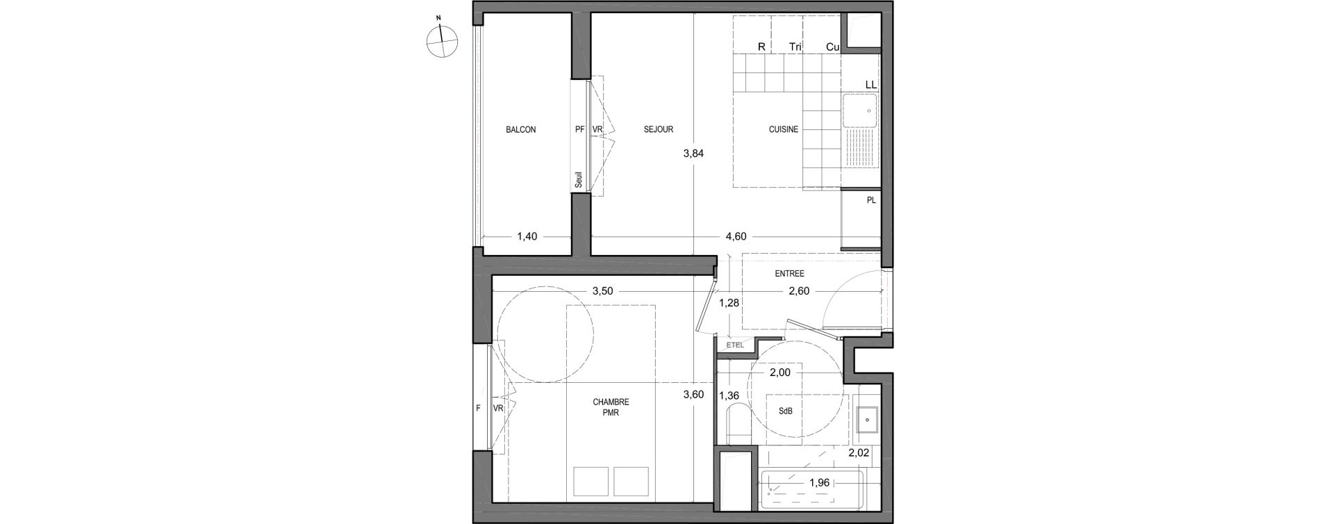 Appartement T2 de 38,90 m2 &agrave; Massy Vilgenis