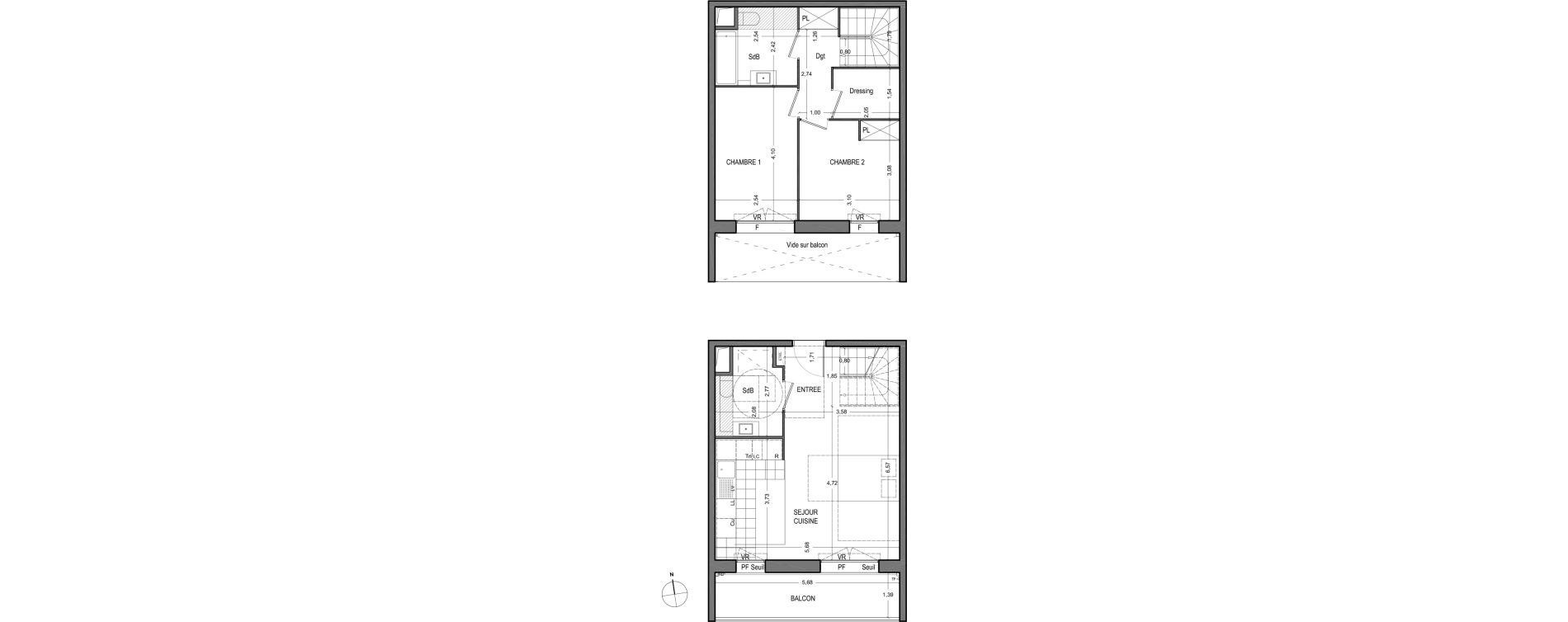 Duplex T3 de 66,70 m2 &agrave; Massy Vilgenis