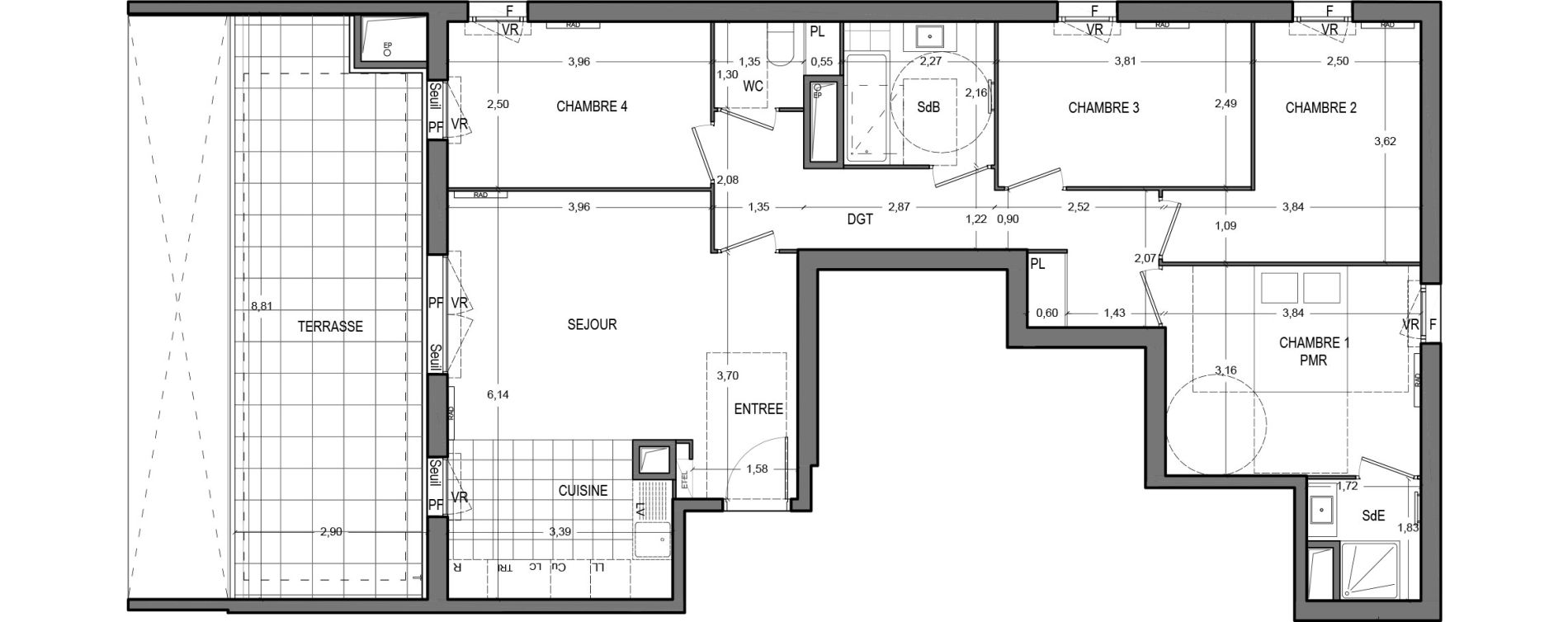 Appartement T5 de 90,60 m2 &agrave; Massy Vilgenis