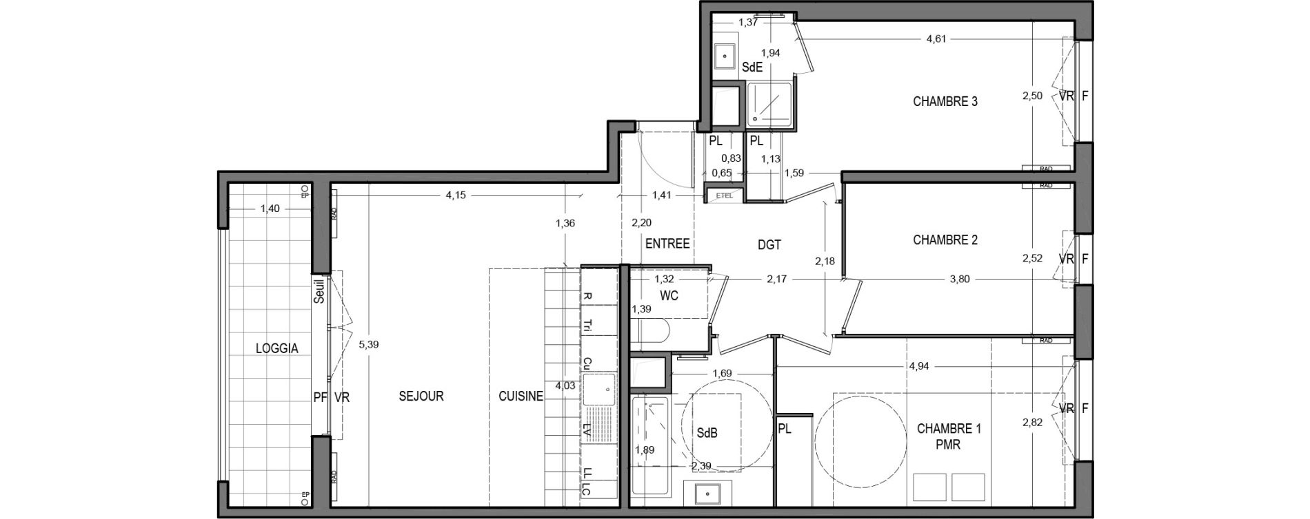 Appartement T4 de 80,50 m2 &agrave; Massy Vilgenis